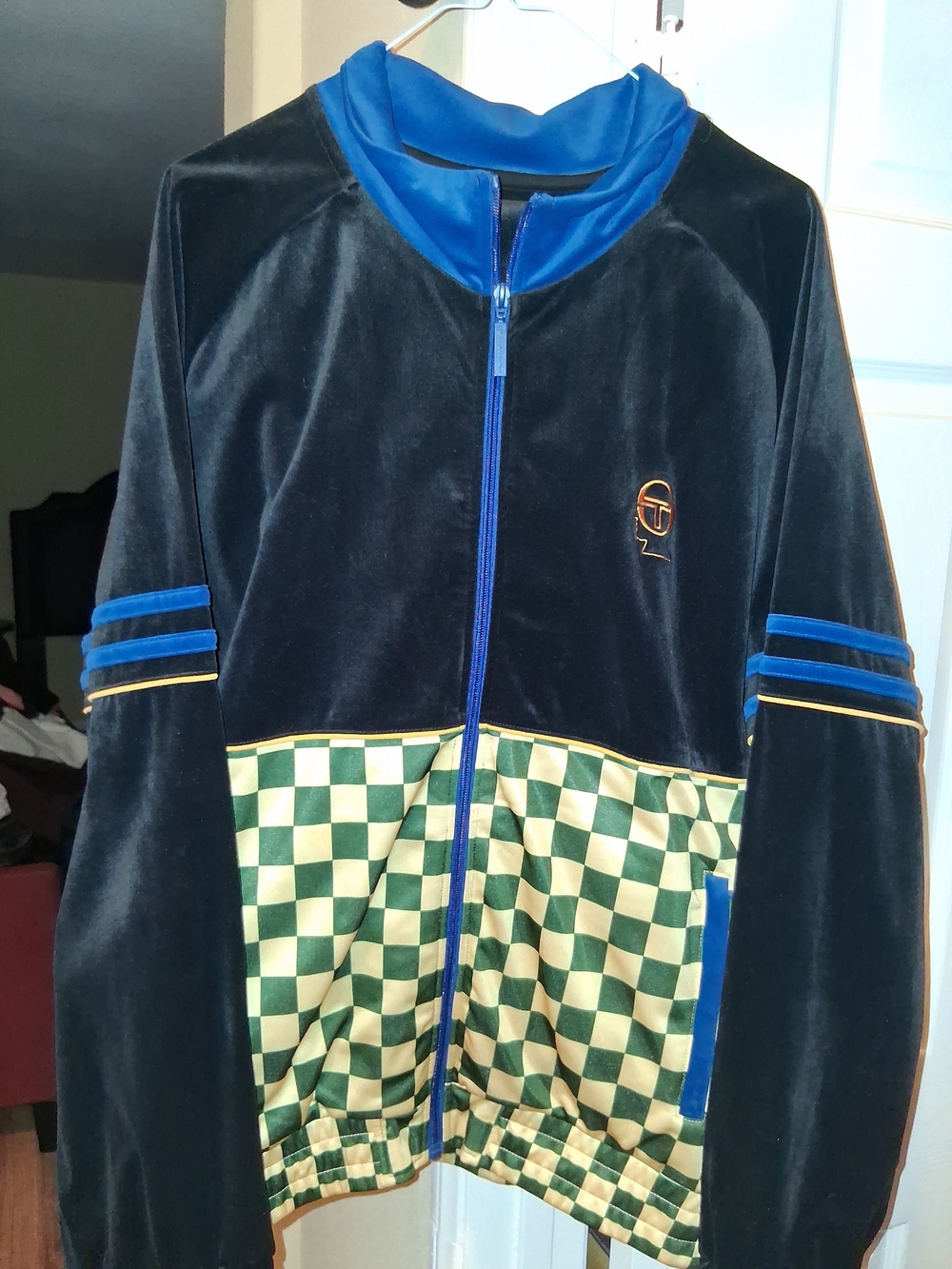 Sergio Tacchini Black Track Jacket with White Logo Tag